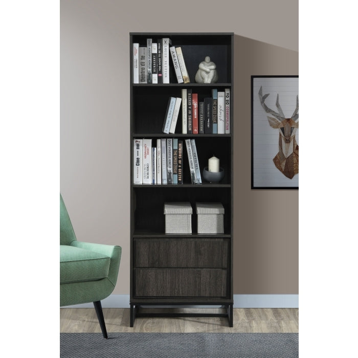 69' H Dark Espresso Wood Bookcase with Cabinet, 4-Tier Bookshelves Home Office Furniture