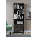 69' H Dark Espresso Wood Bookcase with Cabinet, 4-Tier Bookshelves Home Office Furniture