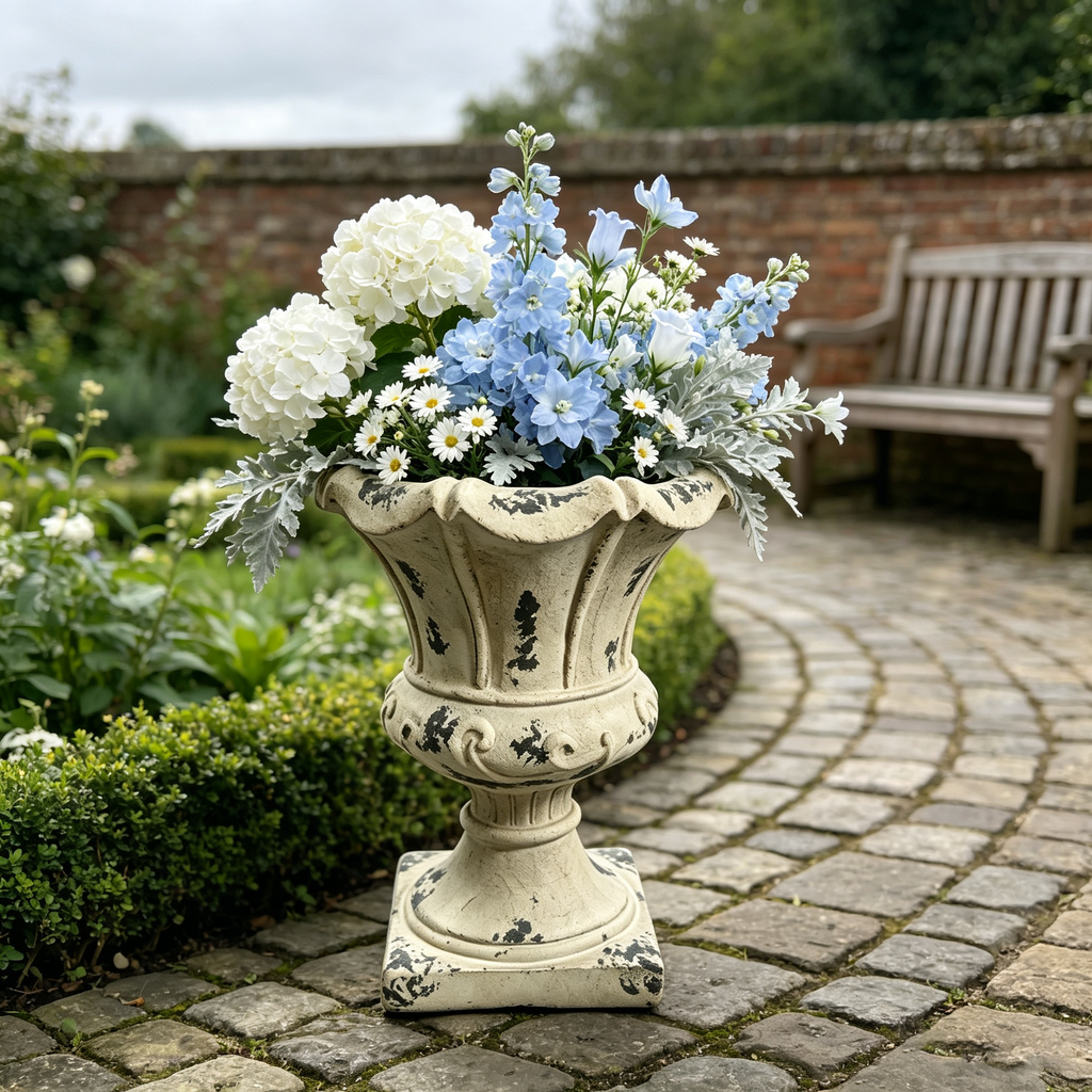 MGO Garden Planter, Garden decoration and planting,Color Antique White, Side 16.33'Wx16.33''Dx21.45'H