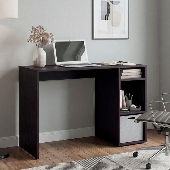 Dalia Compact Computer Desk with 3-Tier Side Open Storage Shelves, Manufactured Wood Home Office Table
