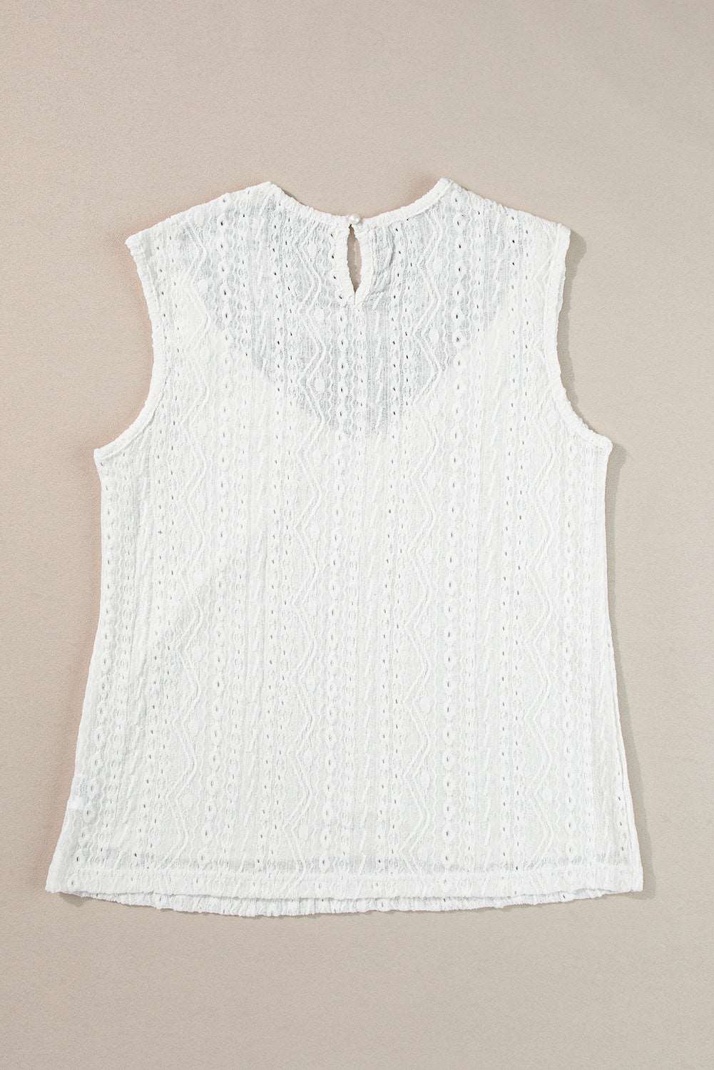 Apricot Guipure Lace Crochet Keyhole Back Sleeveless Top