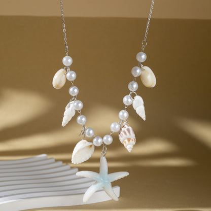 Pearl Conch Starfish Necklace Fashion Shell Clavicle Chain