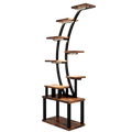 Rustic Brown 9-Tiered Indoor Plant Stand with 5 Adjustable Grow Lights, Energy-Efficient LED Lighting, MDF and Metal Construction, 63.6' Tall