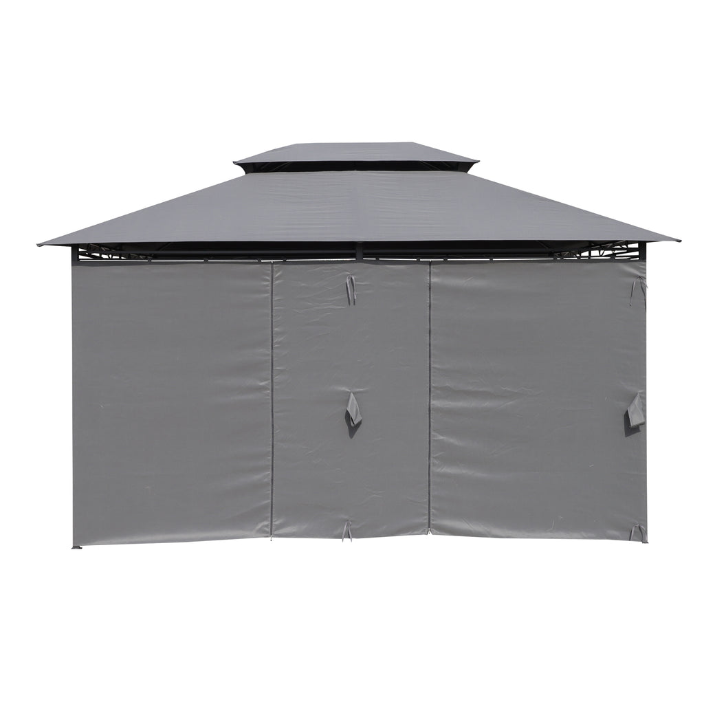 13x10 ft Outdoor Patio Gazebo Canopy Tent with Ventilated Double Roof and Side Wall (Detachable Curtain Included on All Sides), Suitable for Lawn, Garden, Backyard and Deck - Grey