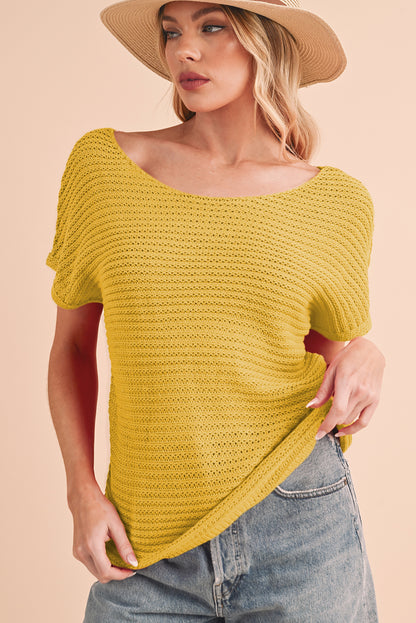 Red Clay Plain Knit Loose Batwing Sleeve Blouse - Eloy Royal