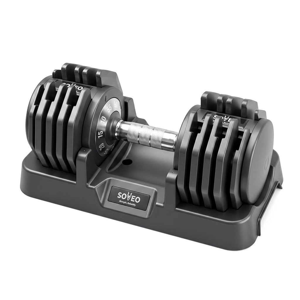 Adjustable Dumbbell, 5-55 LBS Quick-Select Weight Dumbbell with Non-Slip Grip & Base, for Home Gym Strength Training