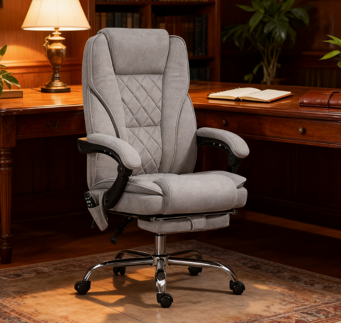 Heated Reclining Chair,Massage Office Chair with Adjustable Height,Footrest