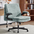 Criss Cross Legged Office Chair with Flip-Up Back Built-In Dynamic Airbag Lumbar Support, Wide Seat Desk Chair with Flip-Up Arms and Wheels, Modern Cross-Leg Chair for Home Office, Vanity, Light Green