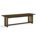 Walnut-Colored Rubber Wood Dining Bench with Plastic Rattan Weave - 59.06''L Indoor Bench, 300 lbs. Capacity for Kitchen, Living Room & Entryway