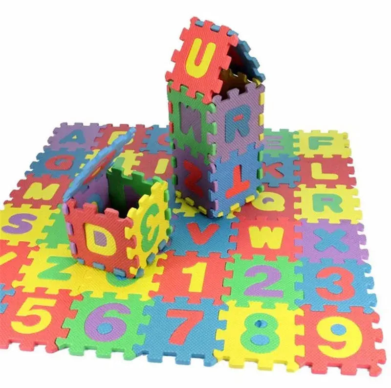 children mini EVA Foam Alphabet Letters Numbers Floor Soft Baby Mat 3d puzzle Kids Educational toys 36 pcs - Eloy Royal