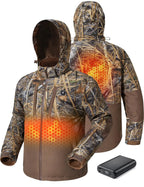 TIDEWE Heated Jacket for Men with Battery Pack Waterproof Hunting Jacket with Detachable Hood NEXT EVOS Size XL