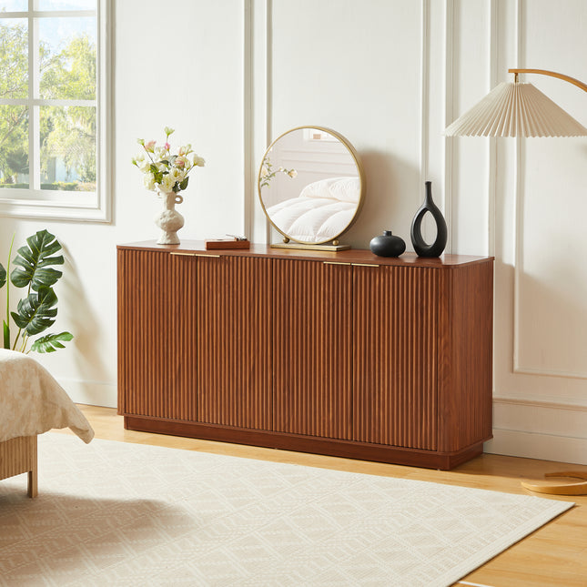 63 in Vertical Stripe Buffet Cabinet Sideboard with stoarge with TV Stand