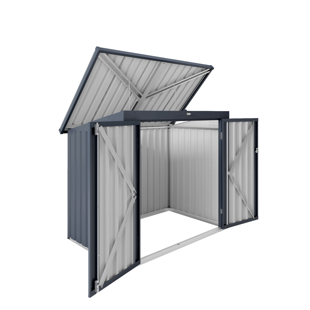 Outdoor Trash Can Storage Shed for 2 Bins Metal Garbage Bin Enclosure Waterproof Outdoor Trash Storage Cabinet Small Generator Shed for Garden Yard Outdoor Waste Bin Storage Box