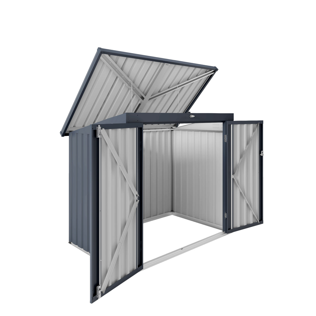 Outdoor Trash Can Storage Shed for 2 Bins Metal Garbage Bin Enclosure Waterproof Outdoor Trash Storage Cabinet Small Generator Shed for Garden Yard Outdoor Waste Bin Storage Box