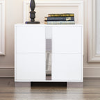 Elegant Nightstand with Metal Foot, Mirrored Bedside Table with 2 Drawers for Bedroom, Living Room, White (Old SKU: WF319353AAK)