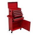 5‑Drawer Rolling Tool Chest, Metal Tool Storage Cabinet with Detachable Top, Sliding Drawers,Lockable Wheels and Lock‑System, Tool Cart Organizer for Garage Workshop-Red