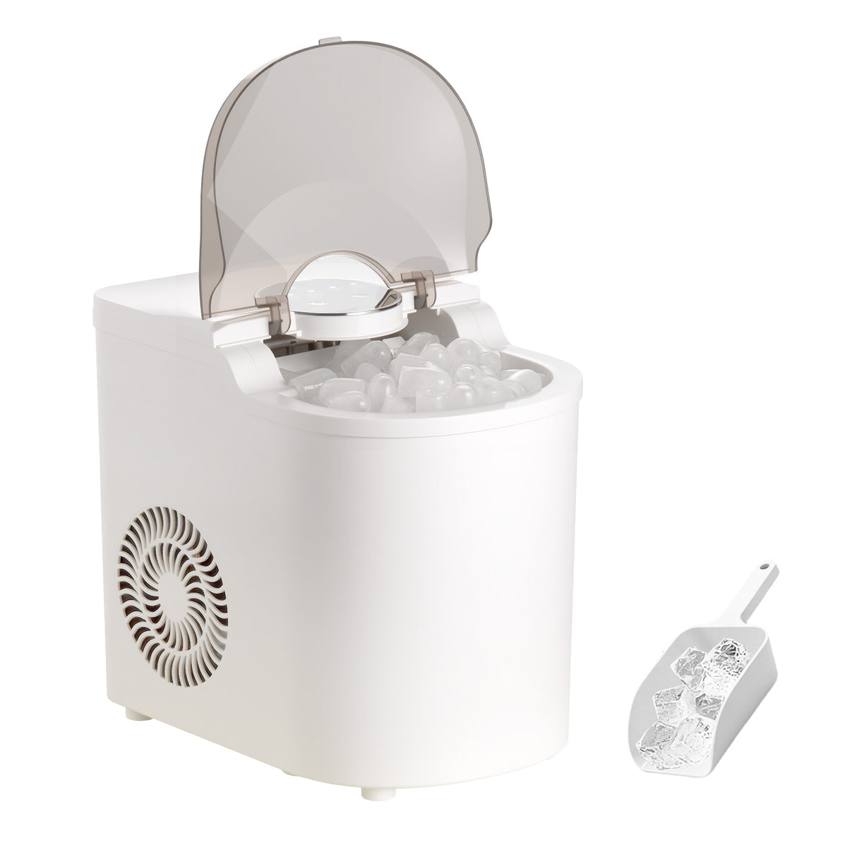 Countertop Ice Maker, 7 Cubes Ready in 6 Mins, 26 lbs per Day, Self-Cleaning Portable Machine with Ice Scoop, Ice-Making Machine with 2 Sizes Bullet Ices for Home, Kitchen, Office, Bar & Party