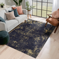 LOOM & LUXE 9x12 Area Rug for  Washable Rug, Low-Pile, Non-Slip, Non-Shedding, Foldable, Kid & Pet Friendly - Area Rugs for living room, bedroom, kitchen  (Black/Gold, 9' x 12')