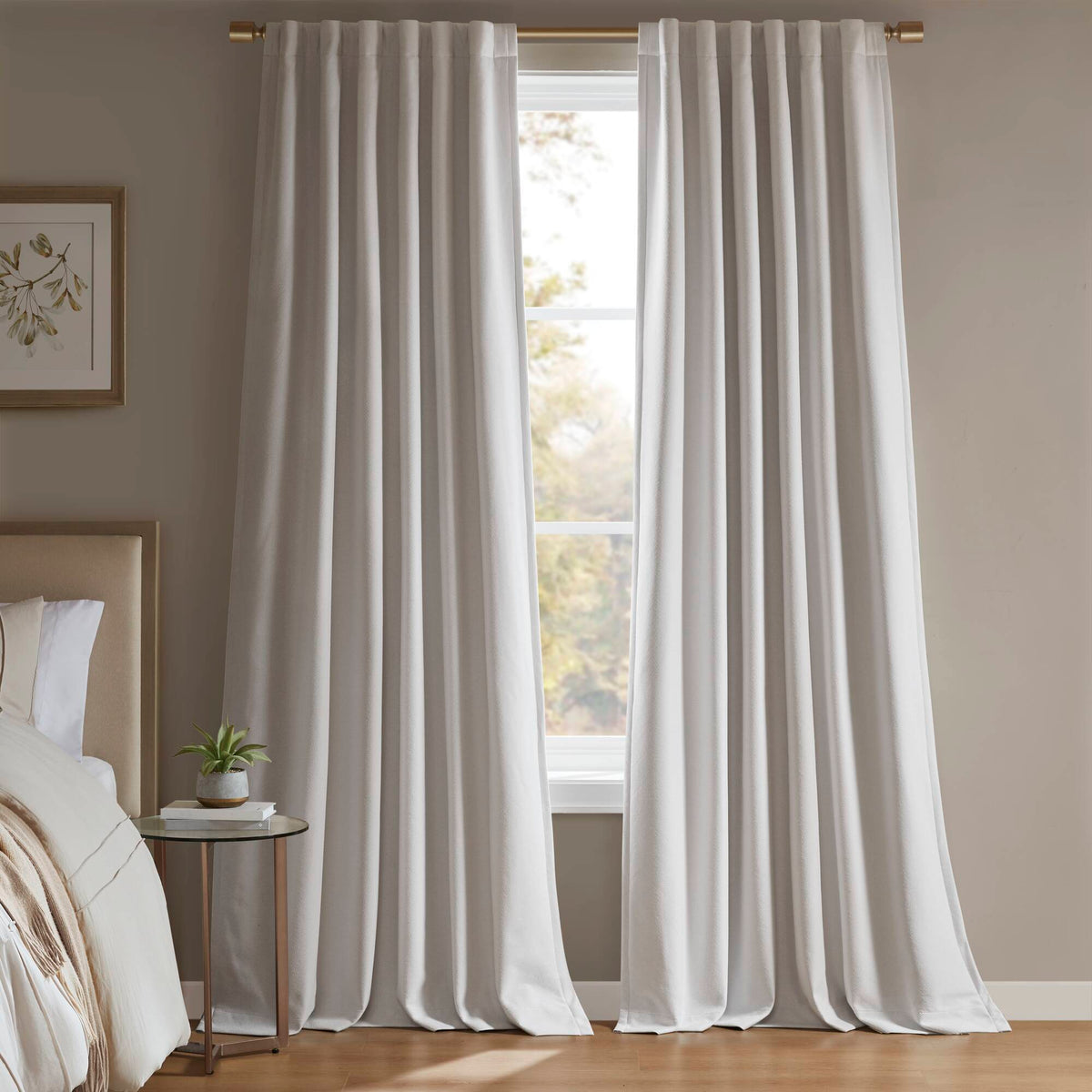2-PK 52x108' Sound blocking/Total blackout curtain panel pair White