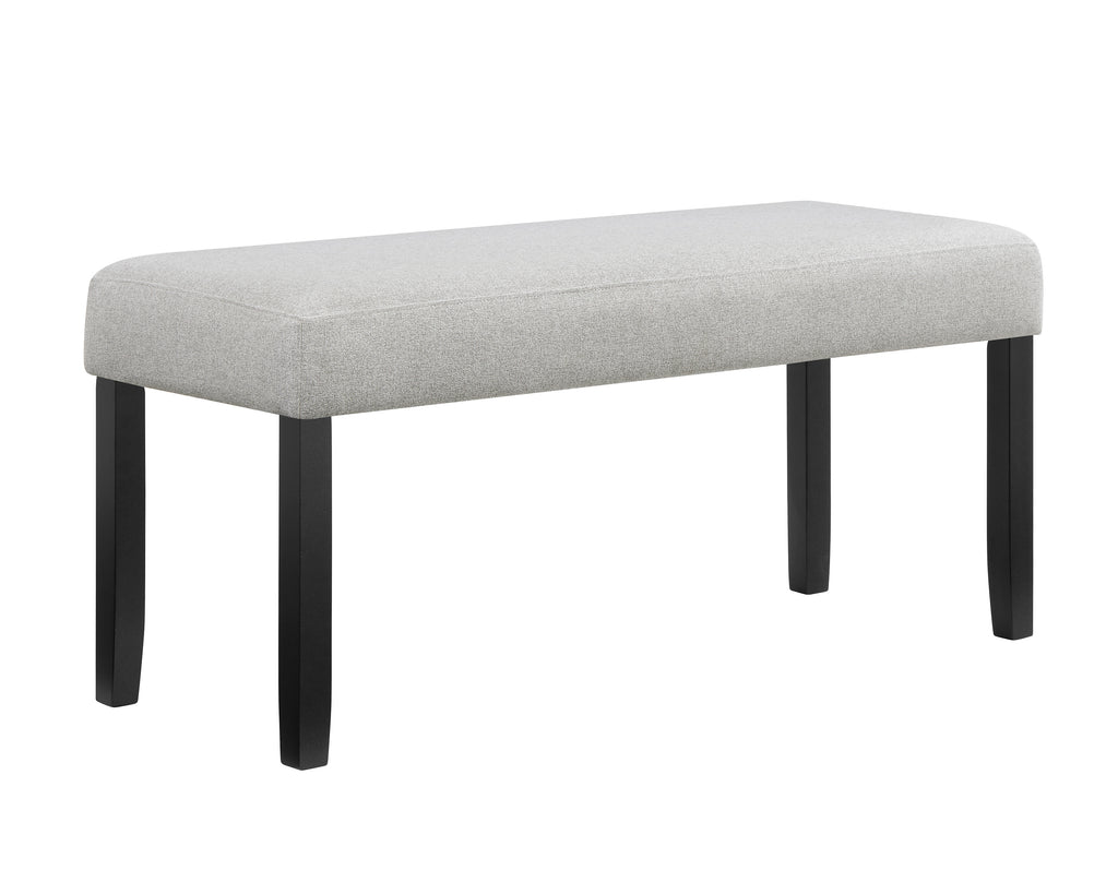 1pc Light Gray Upholstered Bench Soft Neutral Tone Dark Finish Legs Wooden Dining Room Furniture