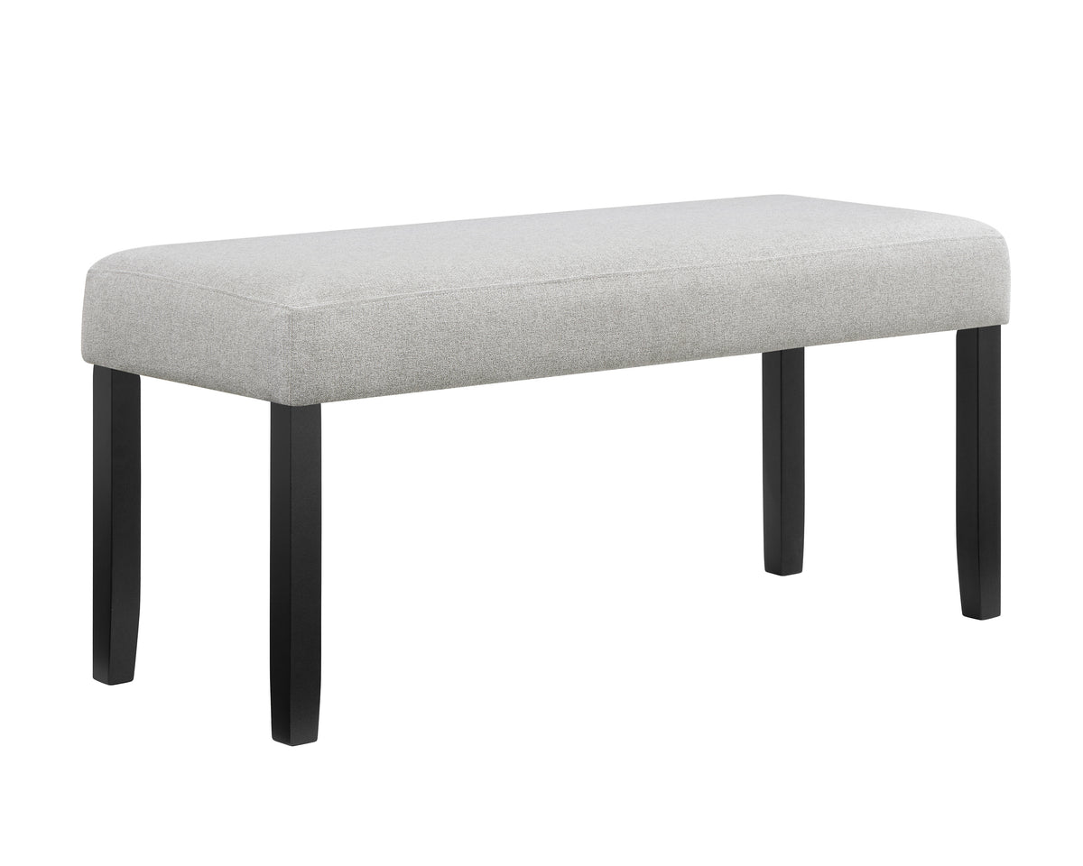 1pc Light Gray Upholstered Bench Soft Neutral Tone Dark Finish Legs Wooden Dining Room Furniture