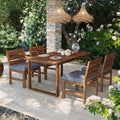 U_STYLE Farmhouse 5-Piece Outdoor Patio Dining Set with Adjustable Legs,Acacia Wood Dinning Set for 4,Suitable for Backyard, Garden, or Deck