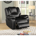 Black Breathable Air Leather Manual Recliner with USB, Plush Pillow Top Upholstered Armchair