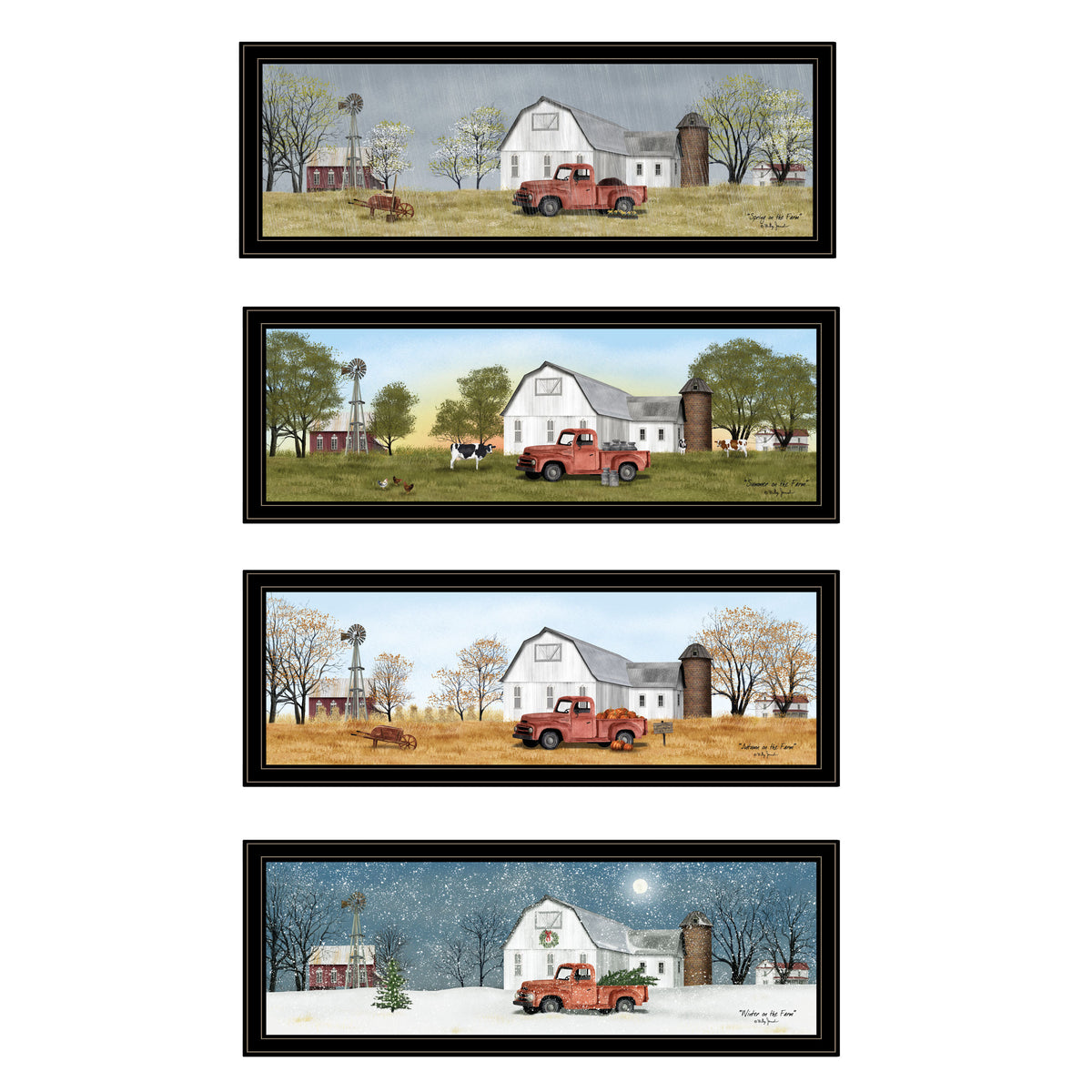 'Billy Jacobs Four Seasons Collection VII' 4-Piece Vignette by Billy Jacobs, Black Frame