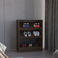 Toby 3-Tier Shoe Rack With Open Shelves Freestanding Shoe Organizer For Entryway Or Closet, Stained Walnut