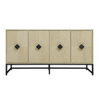 Carved 4 Door Sideboard, Sideboard Buffet Cabinet with Storage, Modern Coffee Bar Cabinet with Adjustable Shelf for Living room, Dining room, Kitchen