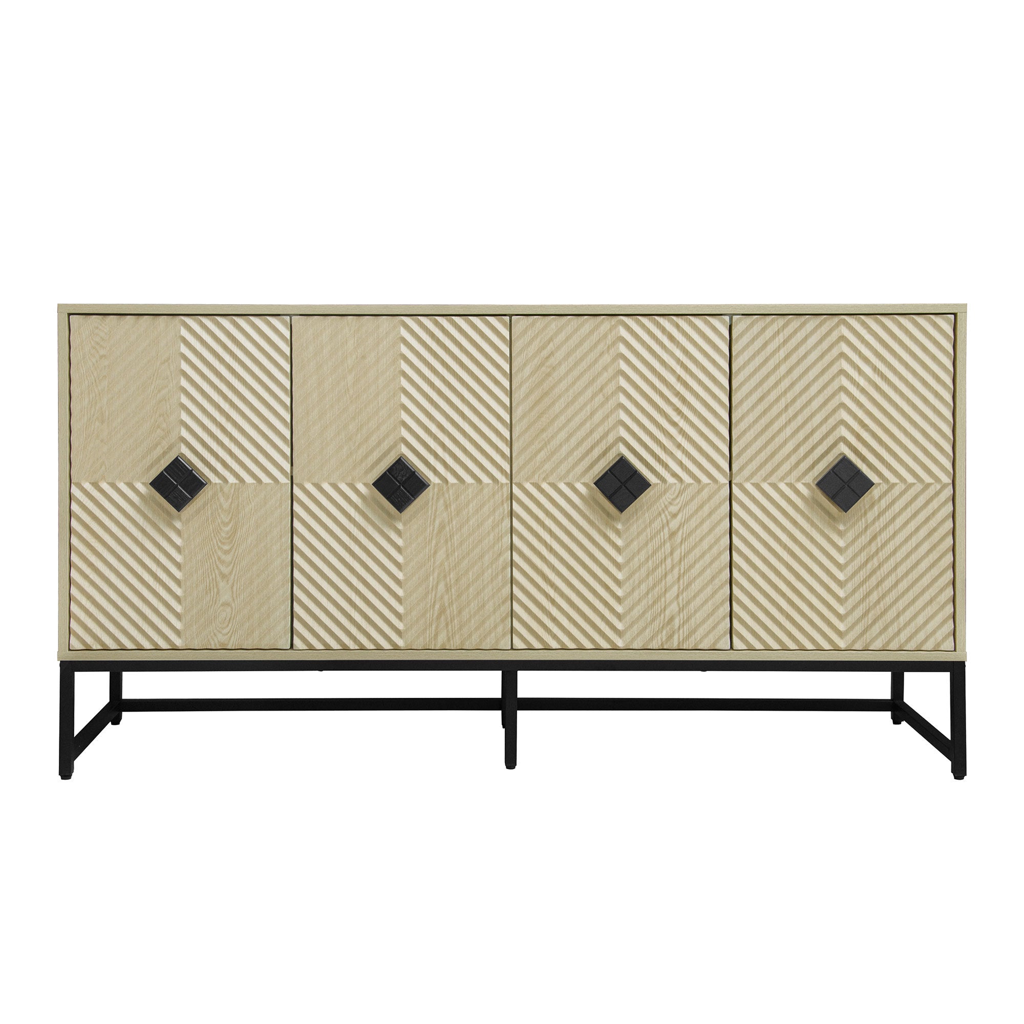 Carved 4 Door Sideboard, Sideboard Buffet Cabinet with Storage, Modern Coffee Bar Cabinet with Adjustable Shelf for Living room, Dining room, Kitchen