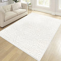 Step Collection High-Low Medallion Cream/Cream Indoor Area Rug, 7'9''x10', Non-Shedding & Easy to Clean, Ideal for Living Room, Bedroom, Dining Space, 120*93 inch