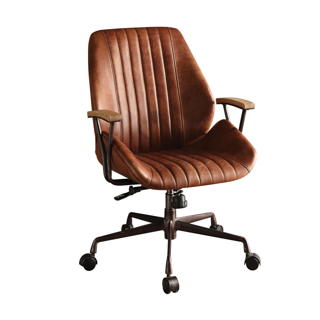 Brancaster Cocoa Top Grain Leather Executive Office Chair with Adjustable Height and Swivel Seat