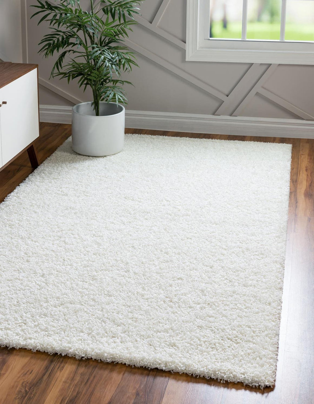 Merino White Shaggy Rug 5x7, Modern & Soft 84*60 inch
