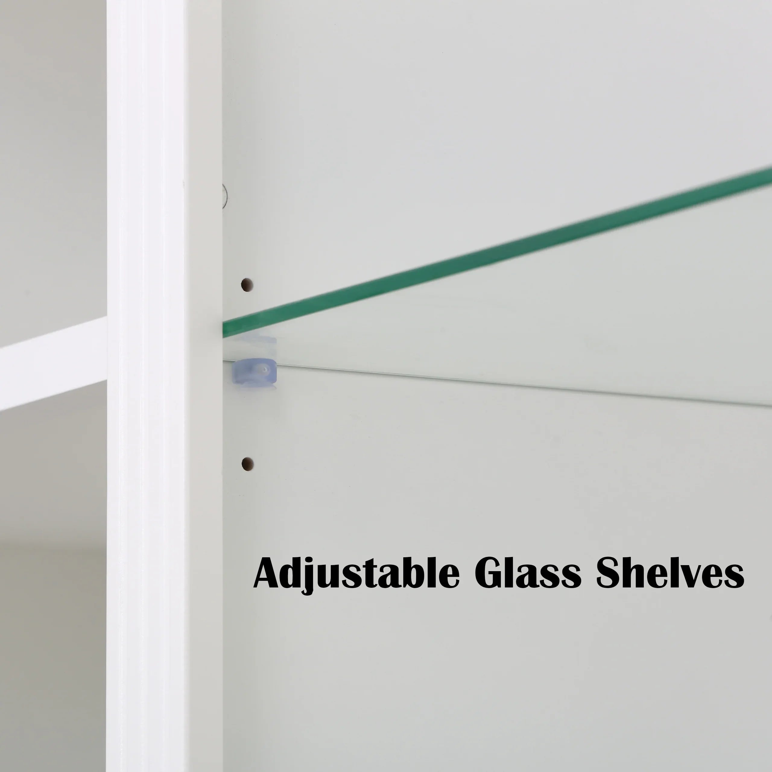 78.75''H 4-Tier Display Shelf, with 5-Colors Dimmable Ceiling Light, Freestanding Farmhouse Bookcases with Storage & Doors, Bookshelf with Adjustable Glass Shelves for Home & Office - White - Eloy Royal