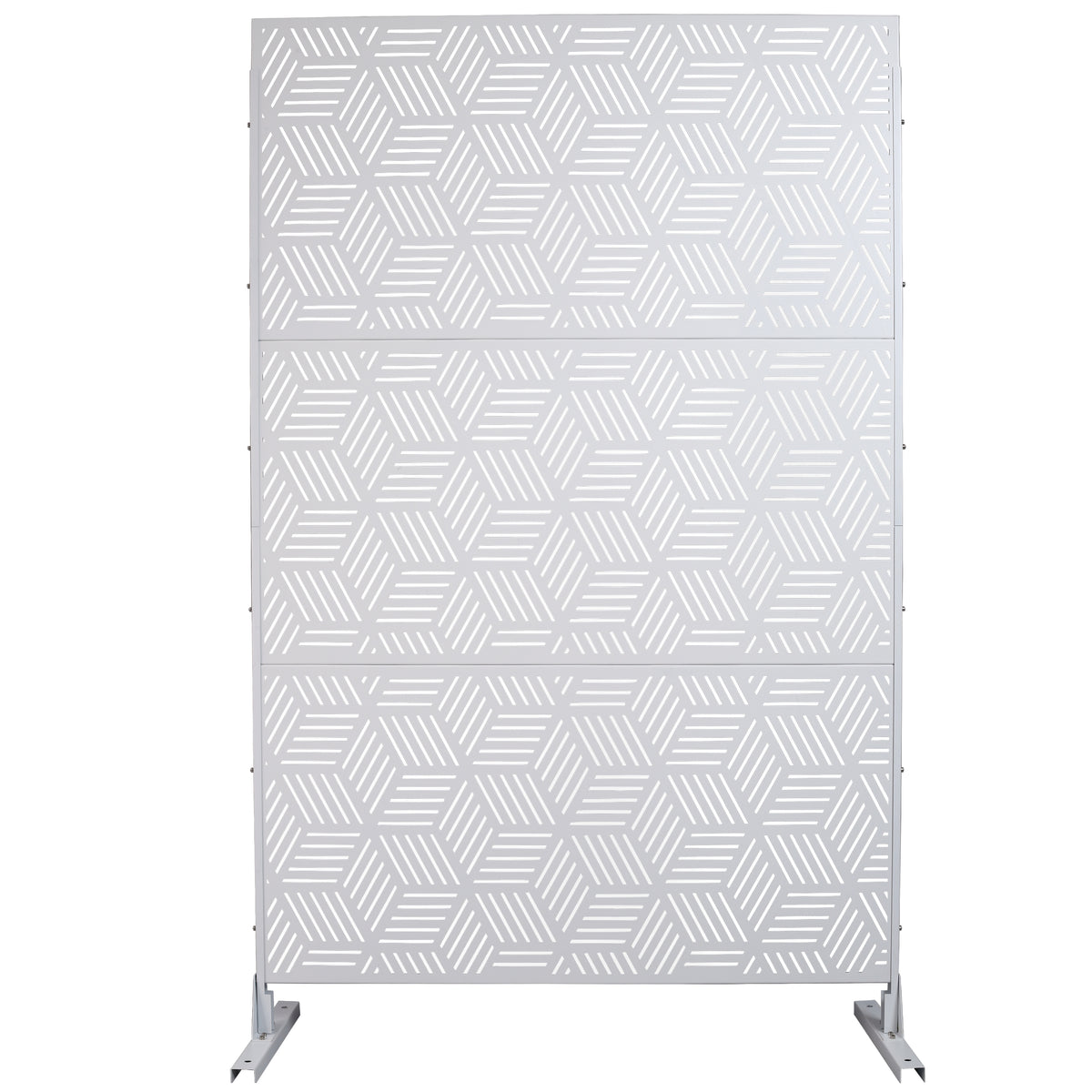 Outdoor & Indoor Privacy Screen Metal Privacy Screen 76' H×48' W, Freestanding Decorative Privacy Screen for Deck Balcony Patio, Privacy Fence Panels for Outside Lawn Garden PS116 WHITE