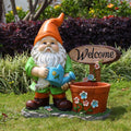 Outdoor Garden Sculpture Gnome Flower Pot Planter - Unique Yard Statue Decoration, Interesting Law Outdoor Ornament