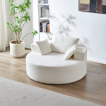 55'L Teddy Plush Sponge single sofa,No Assembly Required,Fluffy Modern Sleeper Chair for Living room, Bedroom, Lounge and Projection Room(Not a swivel chair.),Beige