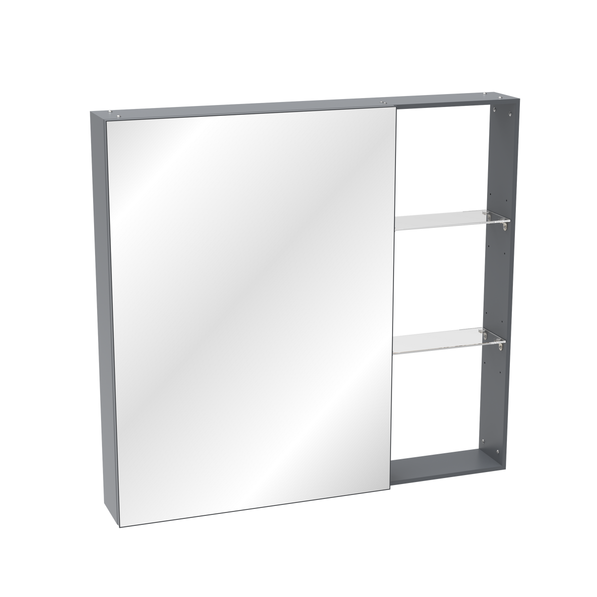 30'' x 28'' Medicine Cabinet with Mirror for Bathroom, Wall Mounted Bathroom Mirror with Storage, Adjustable Shelves, Aluminum Framework, Surface Mount Black Brown