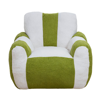 Bean Bag Chair, Comfy Teddy Beanbag Chair for Adults and Kids, lovely Lazy Sofa with with a Color-Block, Heart-Shaped Backrest, Large Reading Chair for Living Room, Bedroom, Apartment (White & Green)
