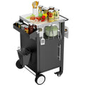 Outdoor Grill Cart with Patio Furniture, Outdoor Grill Table with Storage,Rolling Bar Cart Outdoor BBQ Cart with  Hooks and Spice Rack for Grilling Accessories, Black (W3190P271486)