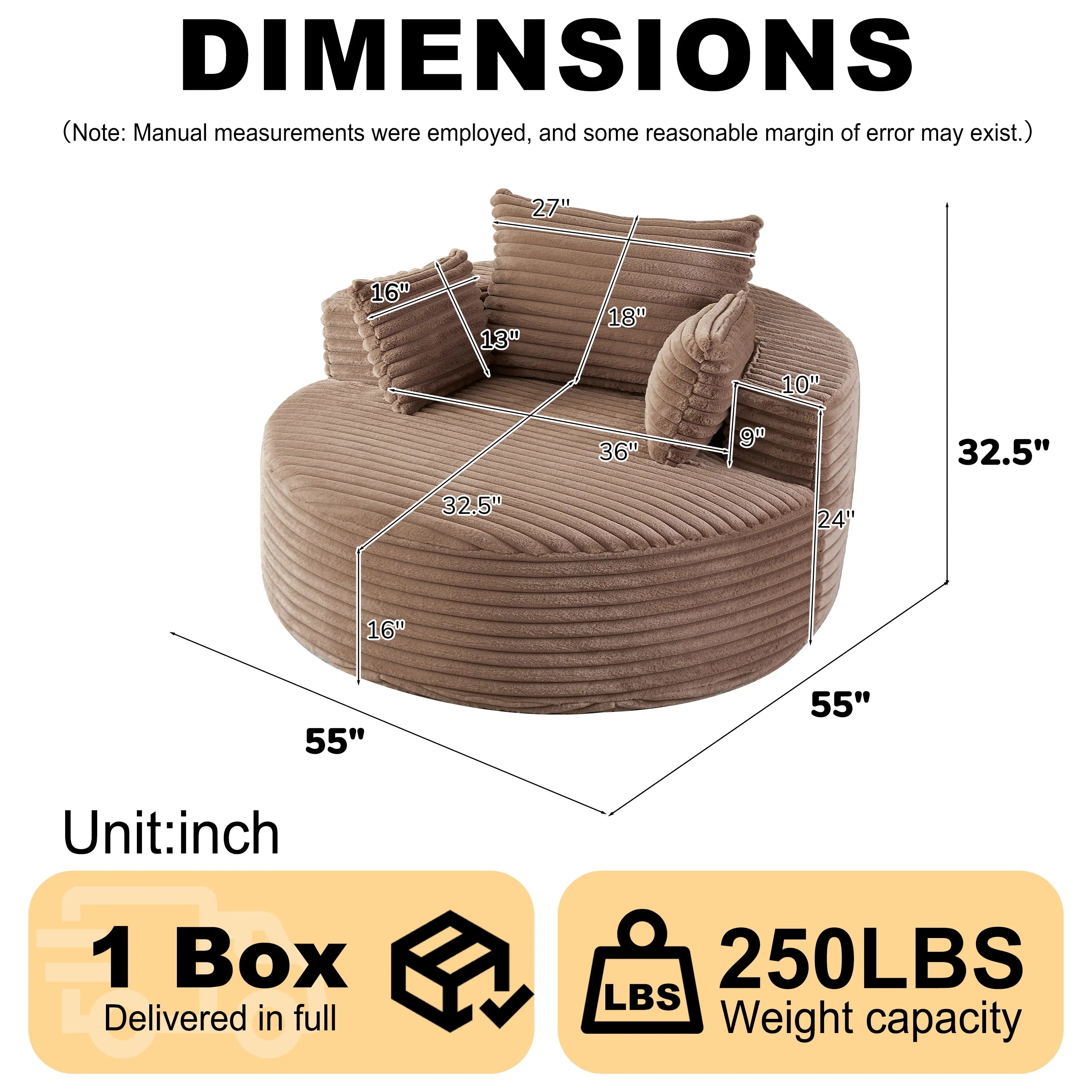 55'L Corduroy Sponge single sofa,No Assembly Required,Fluffy Modern Sleeper Chair for Living room, Bedroom, Lounge and Projection Room(Not a swivel chair.) - Eloy Royal