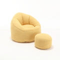 Bedding Bean Bag Sofa Chair with High-Pressure Foam and Footrest, Yellow Microfiber