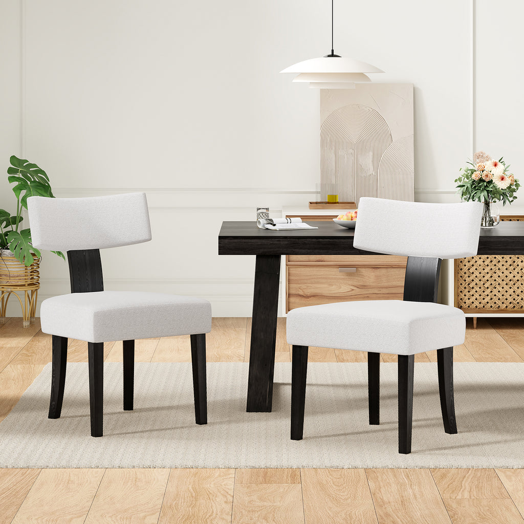 Upholstered Armless Dining Table Chairs Set of 2 with Hardwood Frame Curved Backrest for Kitchen Room