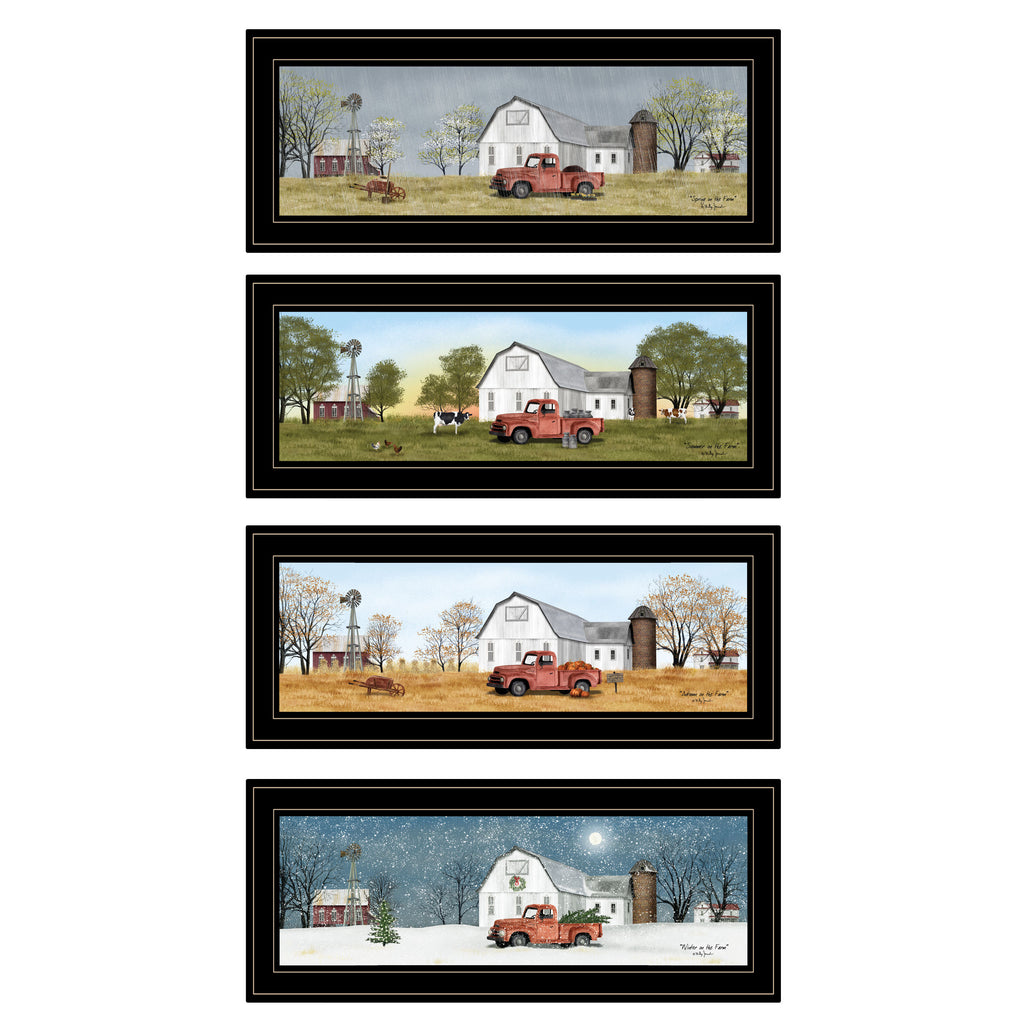 Trendy Decor 4U 'Four Seasons Collection V' Framed Wall Art, Modern Home Decor 4 Piece Vignette for Living Room, Bedroom & Farmhouse Wall Decoration by Billy Jacobs
