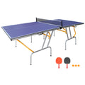 8ft Mid-Size Table Tennis Table Foldable & Portable Ping Pong Table Set for Indoor Games with Net, 2 Table Tennis Paddles and 3 Balls