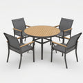 Grey Aluminum Patio Dining Set with Textilene Chairs, 5-Piece All-Weather Round Table and 4-Seater for Garden, Deck, or Porch