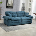 84' Chenille Sofa Small Sofa Loveseat Deep Seat Sofa Couch with 2 Throw Pillows & Memory Foam for Living Room Apartment Office Lounge-Blue