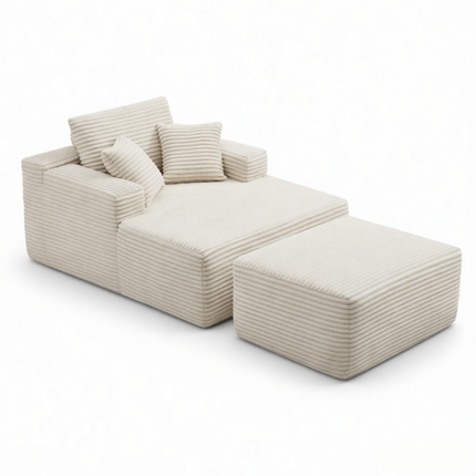 47'Extra-Large Corduroy Recliner Sofa, Upholstered Sofa Bed Indoor with Ottoman for Living Room