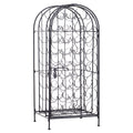 HOMCOM 35 Bottle Wrought Iron Wine Rack Cabinet with Lock - Black